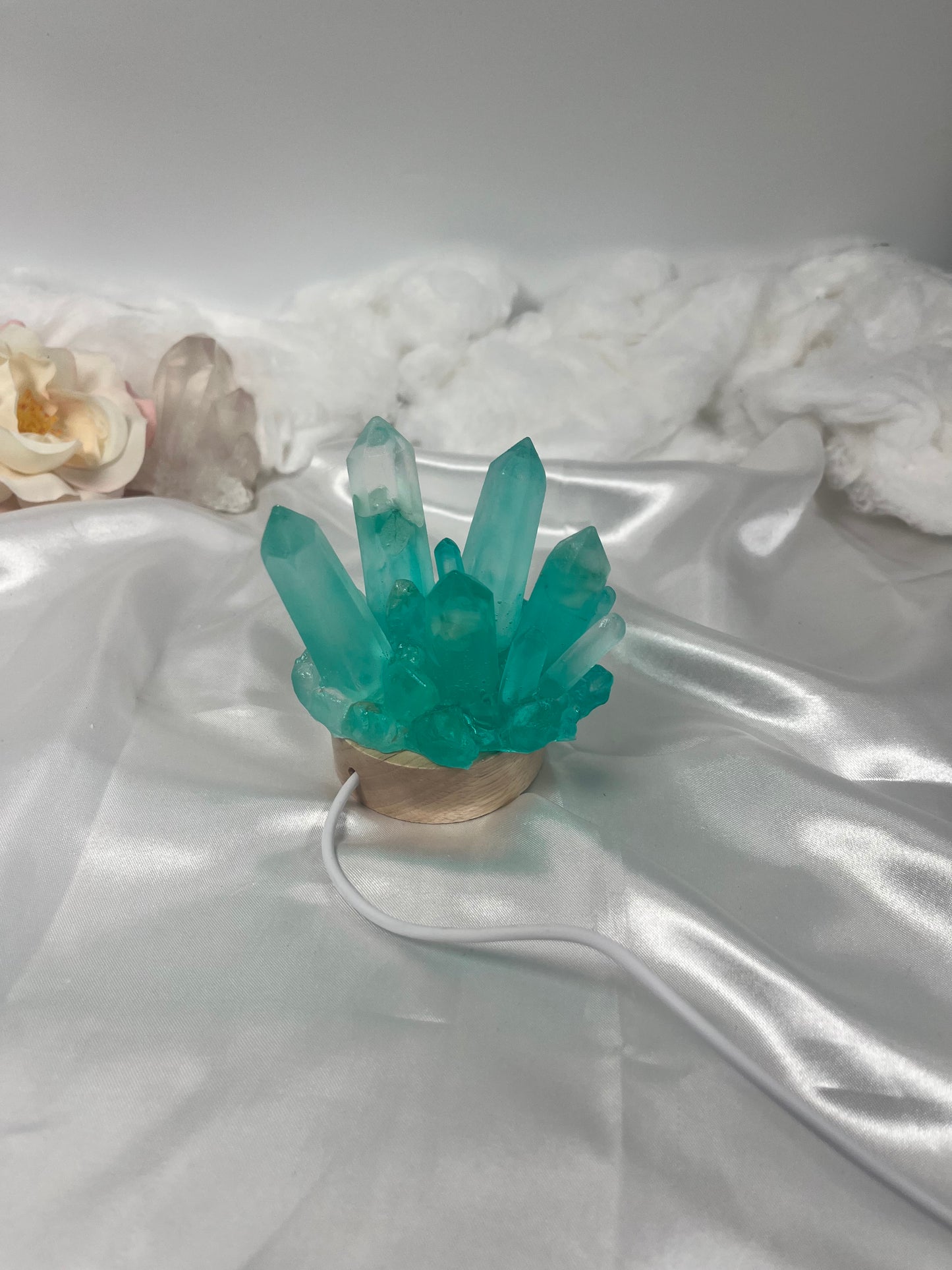 Kristall Lampe Türkis Blume