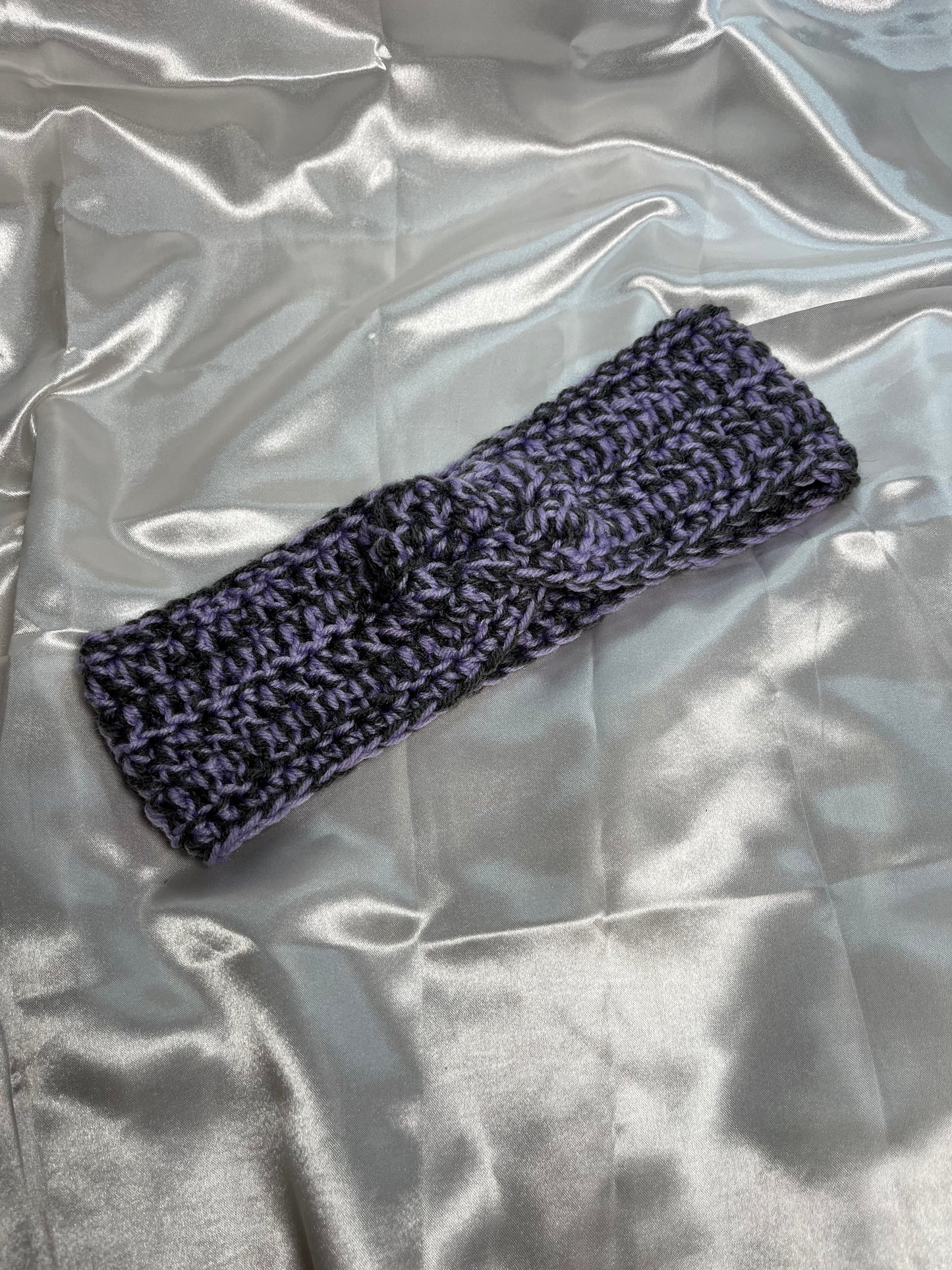 Haarband gehäkelt Flieder Grau