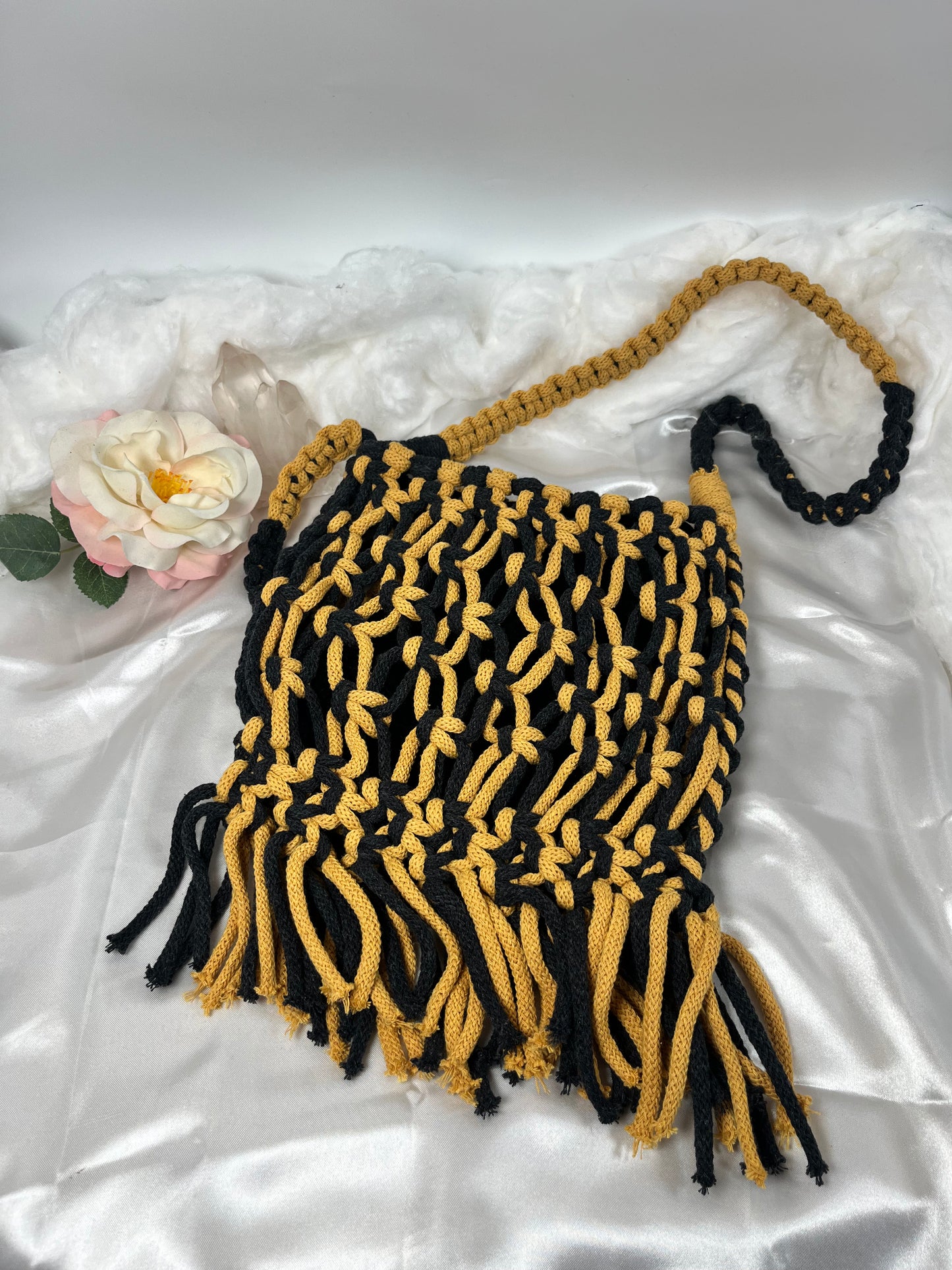 Handtasche Schwarz Senfgelb groß