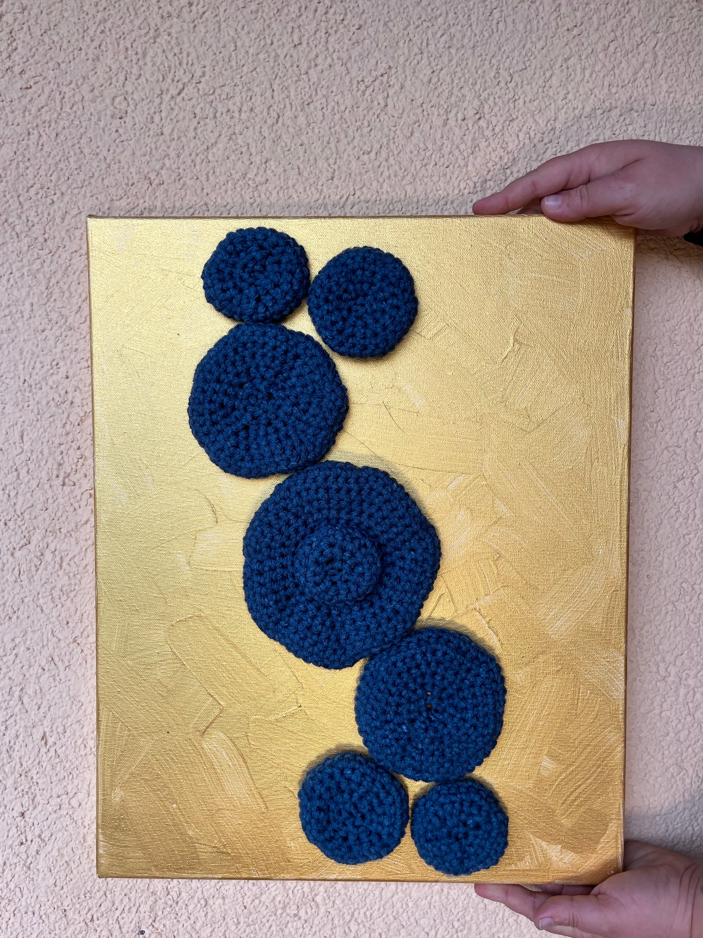 Wandbild Gold gehäkelt Bubbles