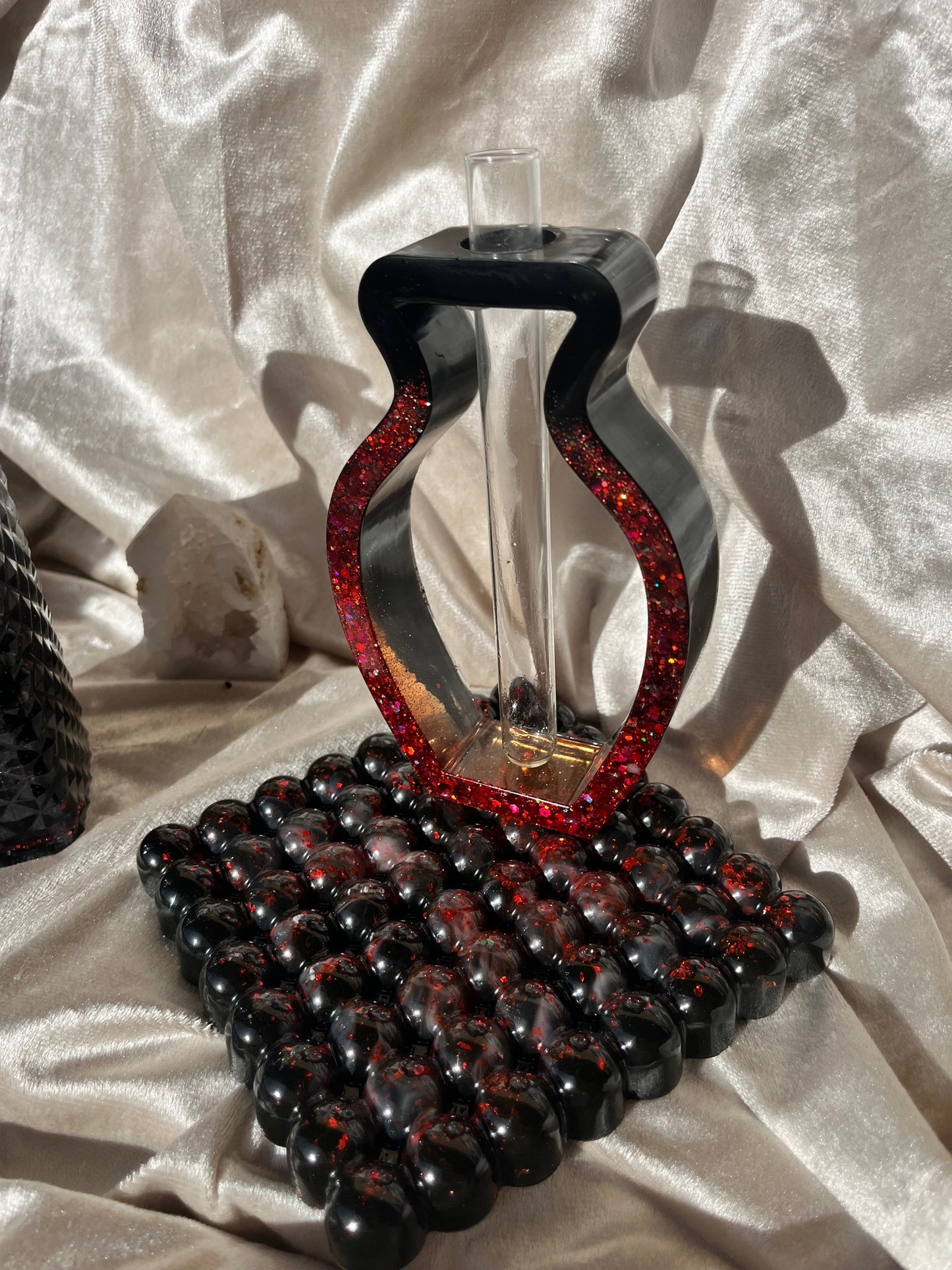 Seifenspender Set Schwarz Rot
