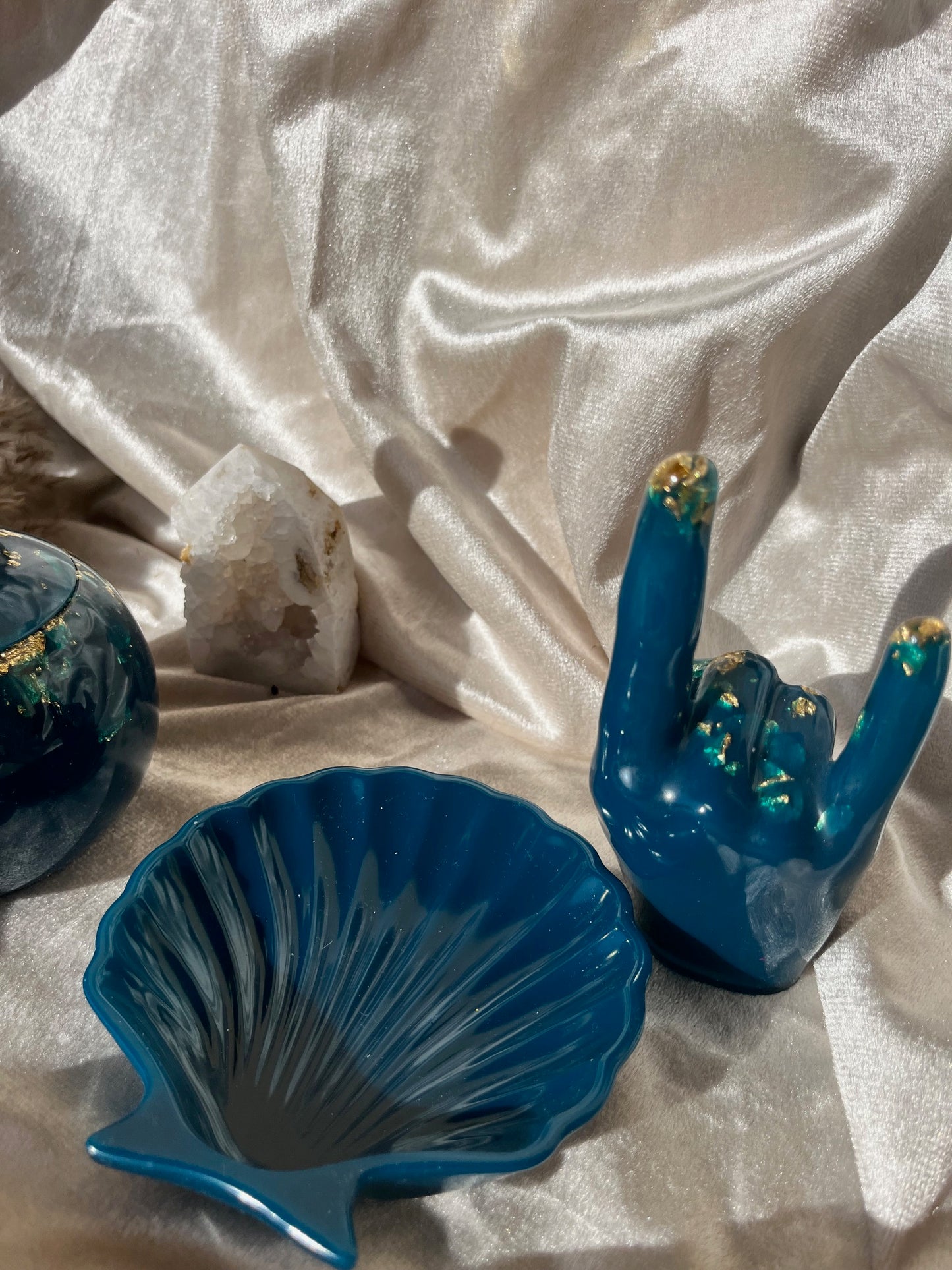 Seifenspender Set Dunkelblau Gold