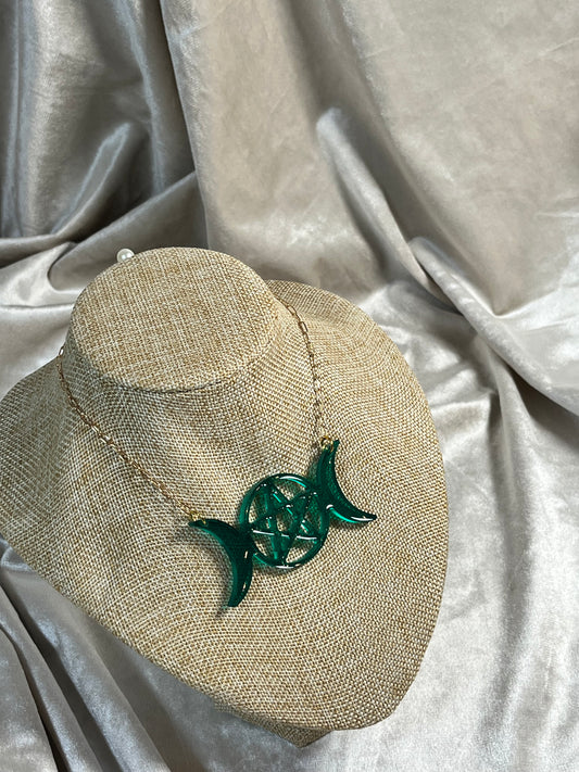 Kette Pentagram Dunkelgrün