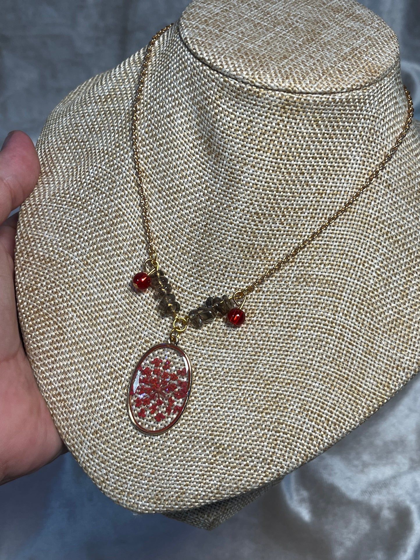 Kette Blume Rauchquarz