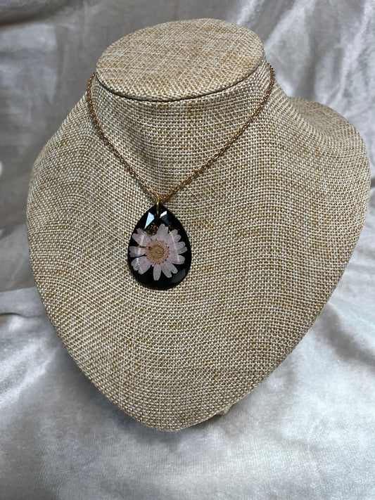 Kette Schwarz Rosa Blume