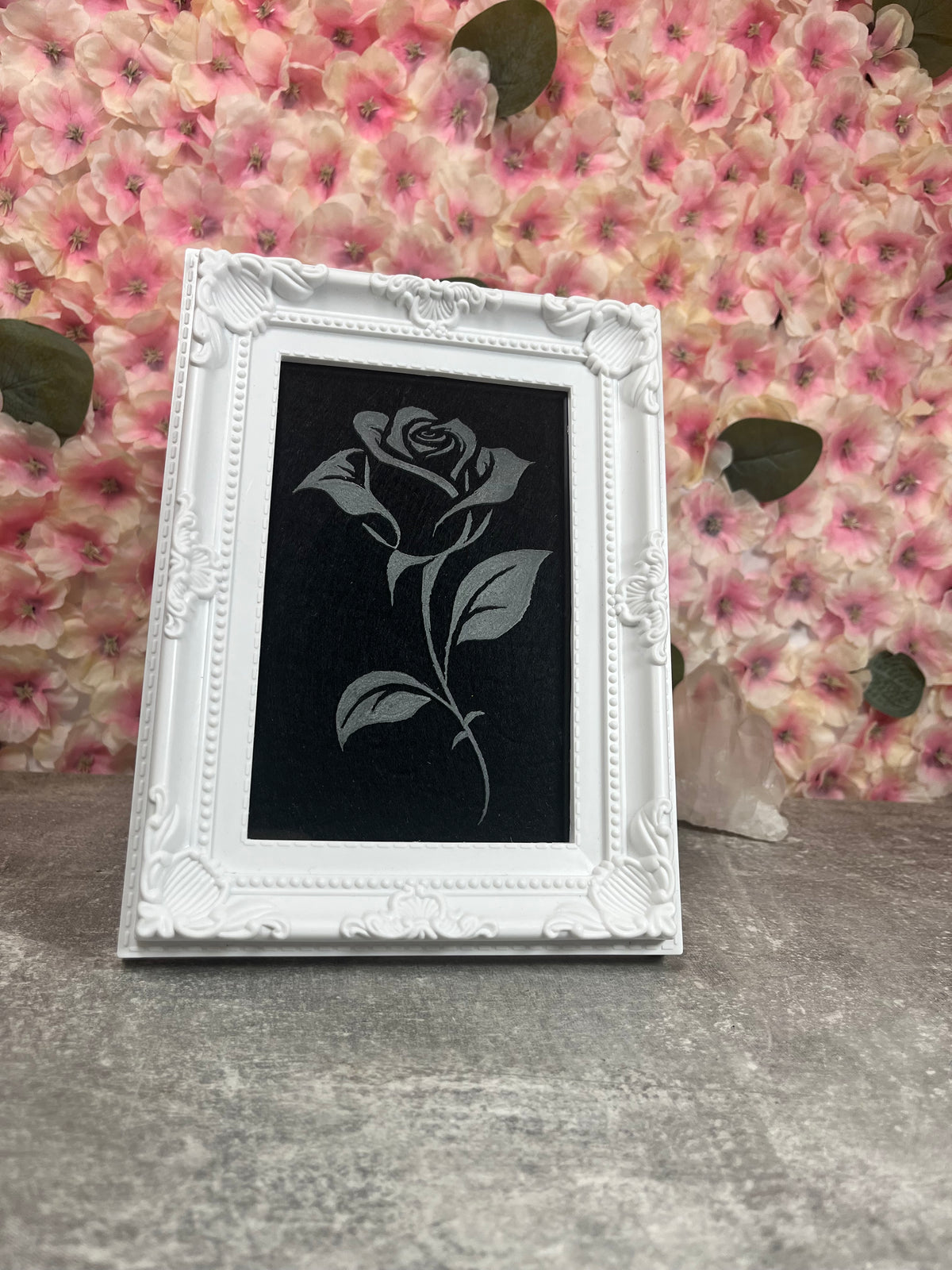 Glas Graviertes Bild Rose