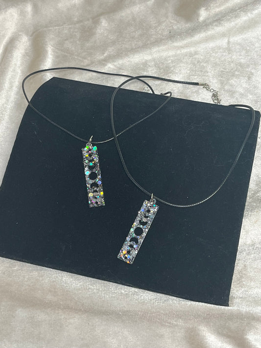 Kette Mondphasen Schwarz Glitzer