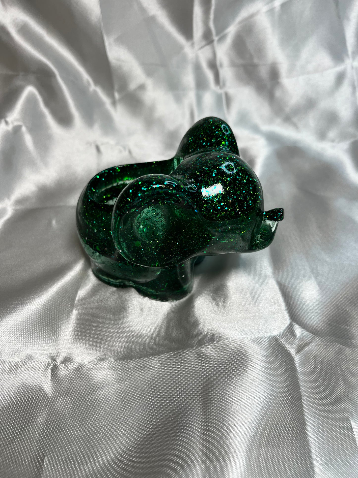 Teelichthalter Elefant Grün Glitzer