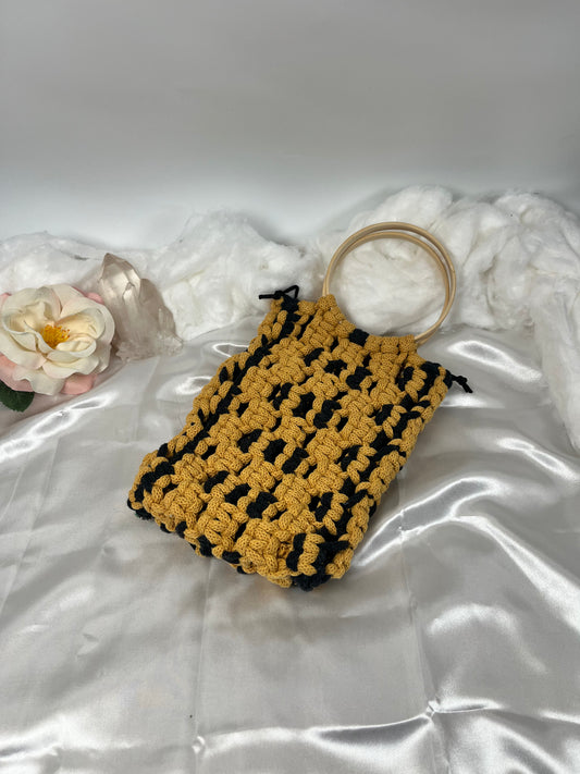 Handtasche Schwarz Senfgelb klein