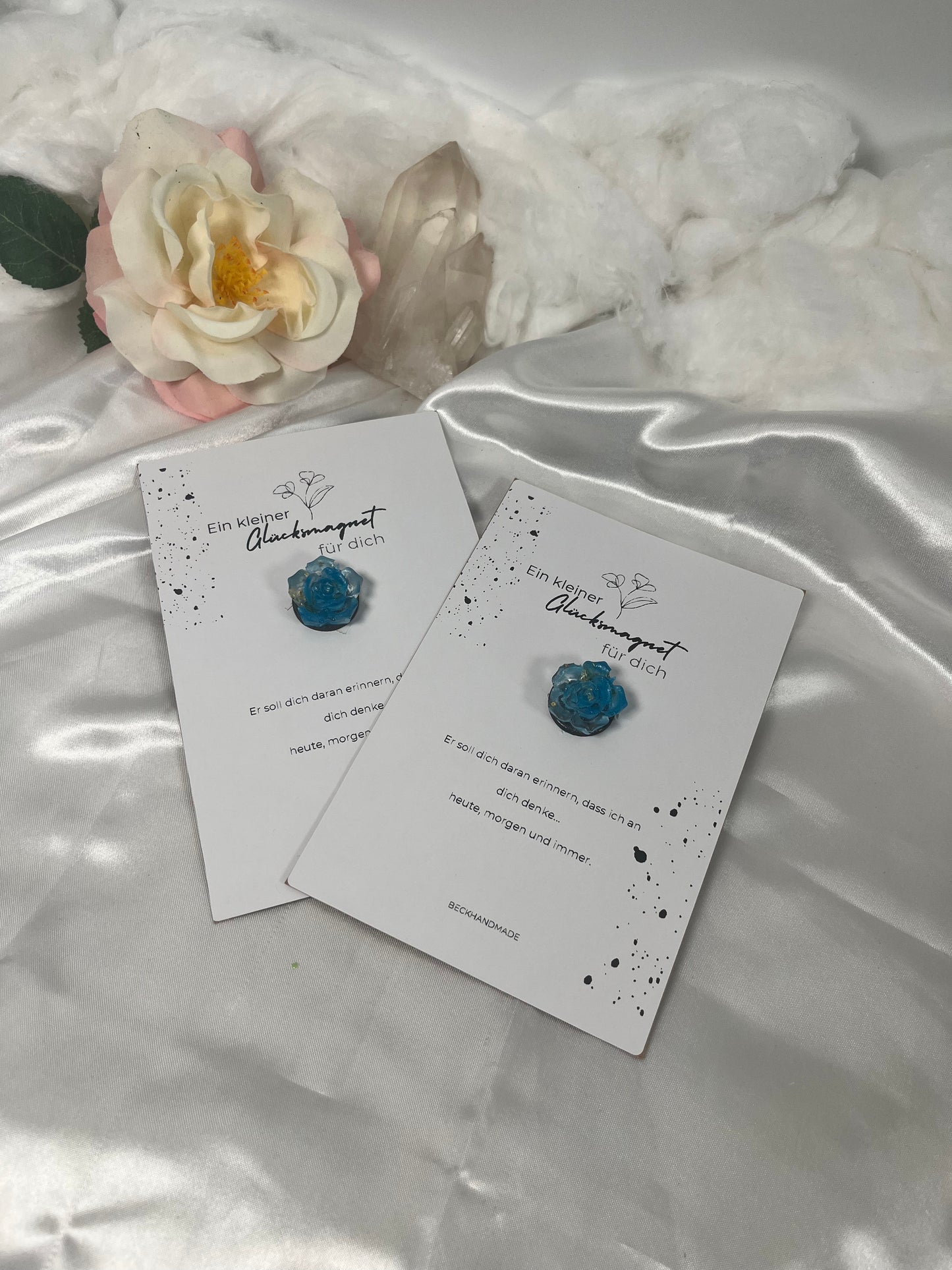 Glücksmagnet Rose Blau Gold