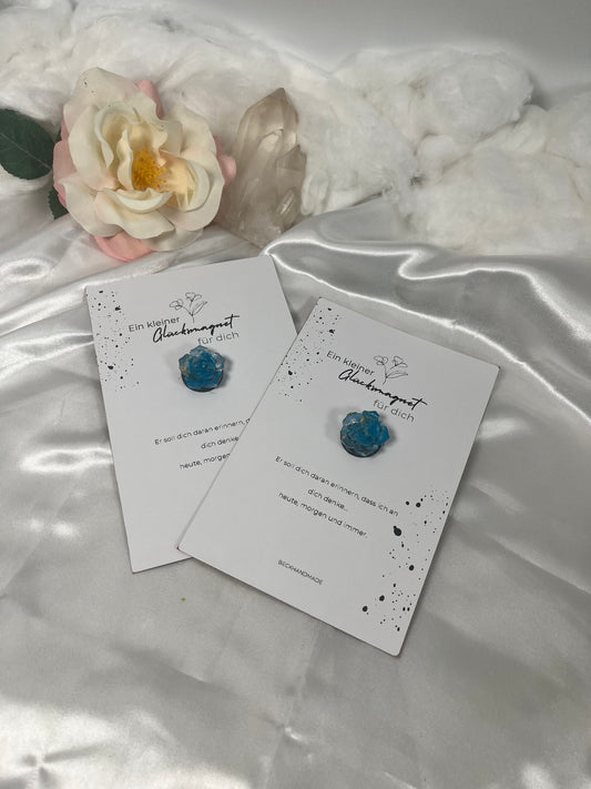 Glücksmagnet Rose Blau Gold