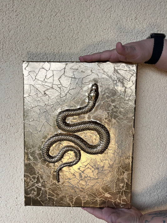 Wandbild Schlange Gold Groß