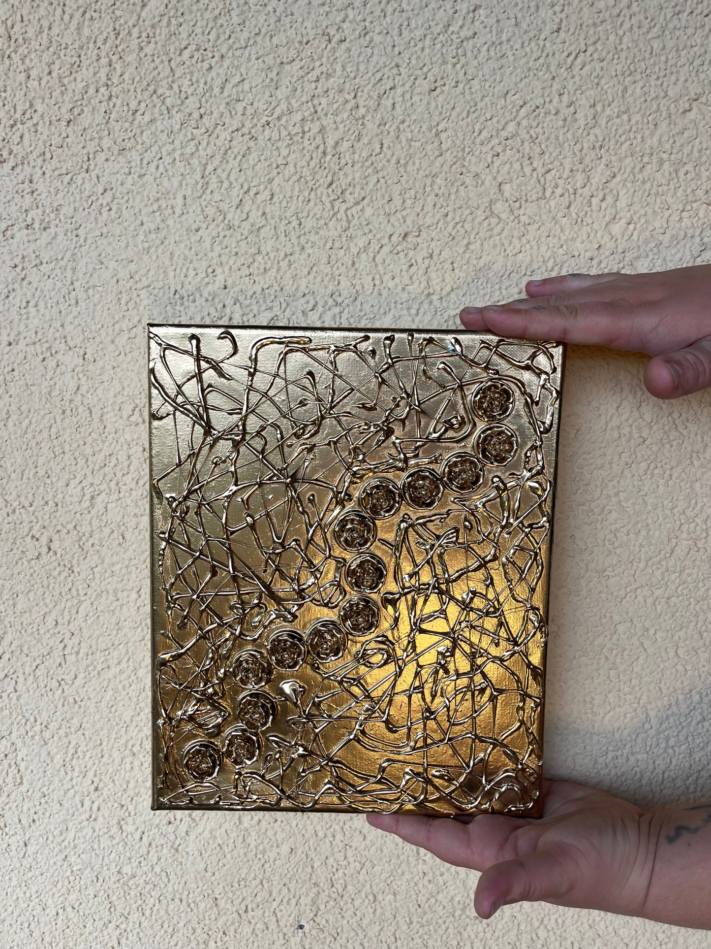Wandbild Rosen Gold