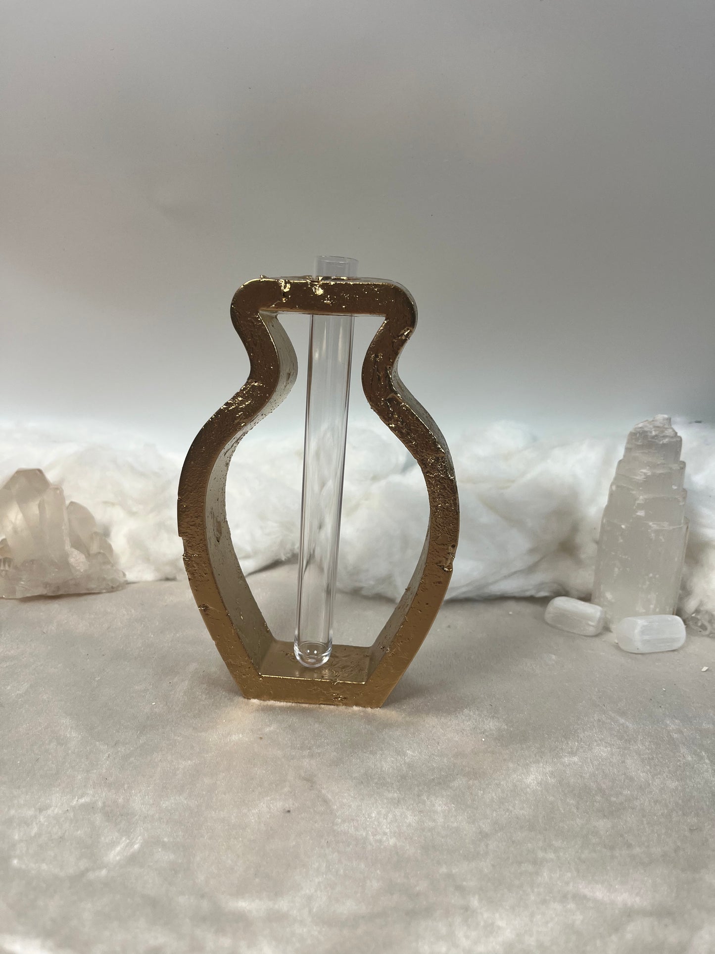 Vase Reagenzglas Gold Vintage