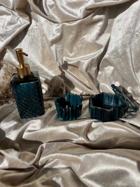 Seifenspender Set Dunkeltürkis