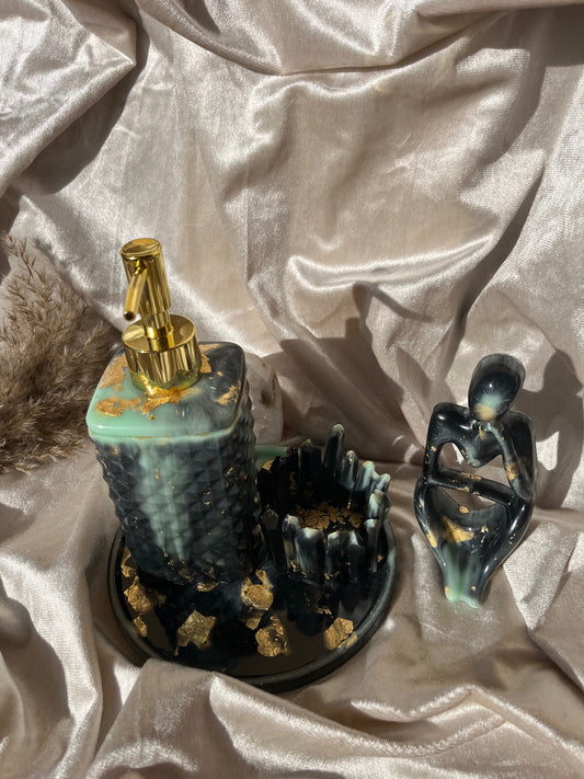 Seifenspender Set Mint Grau