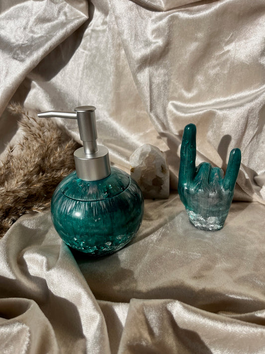 Seifenspender Set Türkis Silber