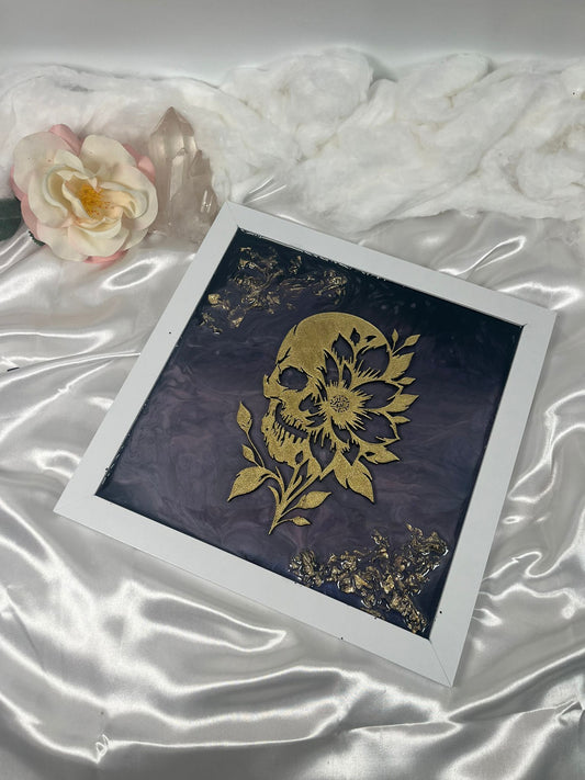 Wandbild Schädel Gold